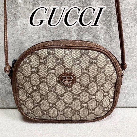 Gucci Plus Mini Shoulder Bag GG Pattern PVC Leather Brown - Picture 1 of 13